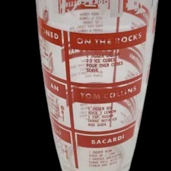 Mid-Century Bar Shaker with Recipes Red & White Graphics - Picture 11 of 11